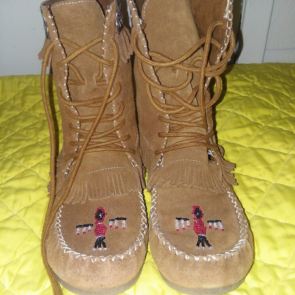 Brown moccasin boots